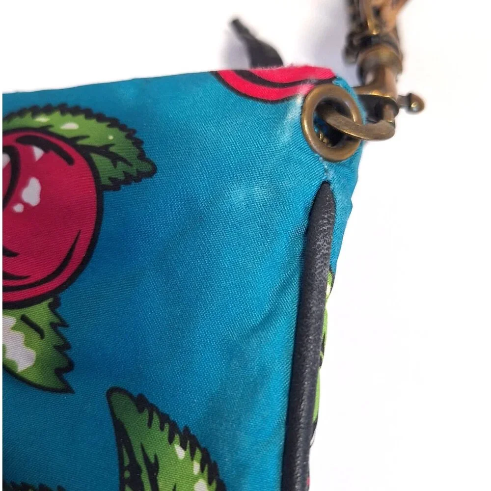 Betseyville Betsey Johnson Cherry HandBag Purse Chain & Leather Strap Turquoise - Picture 5 of 9